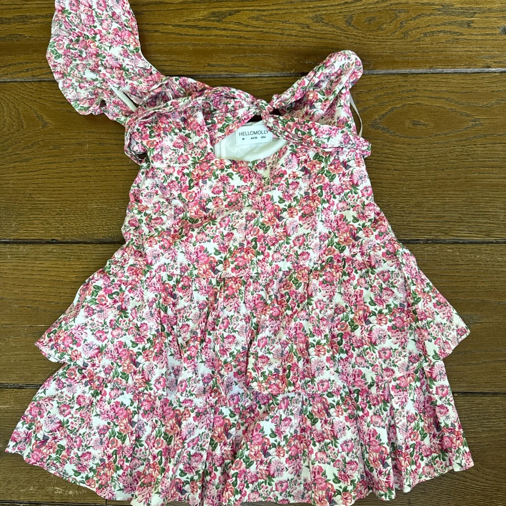 Hello Molly - Floral Pink Dress with Ruffle Sleeves